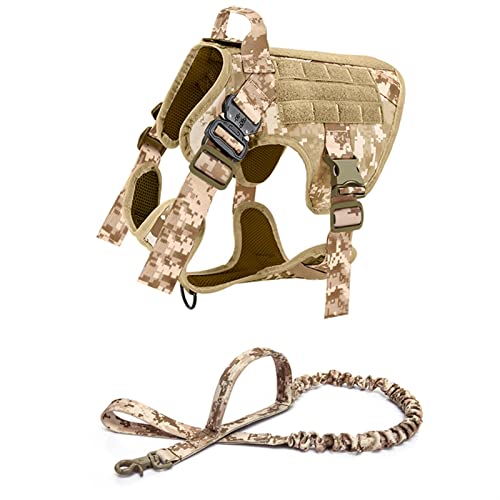 SLAHAJ Hundeleine Hundeleine zum Trainieren Taktisches Hundegeschirr und Leine Set Metallschnalle Große Hundeweste Haustiergeschirr(DDC Harness Leash,M) von SLAHAJ