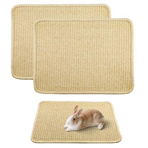 2er Set Kratzmatte für Kaninchen aus Natur-Sisal,Kauspielzeug & Schlafmatte für Käfige, Krallen& Zahnpflege,Atmungsaktive Nistunterlage für Kaninchen, Hasen & Kleintiere,30 * 40cm von SLAKOZYT