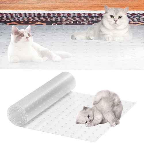 Teppichschutz für Haustiere,112cm Kunststoff Katzenkratzschutzmatte für Türöffnung,Rutschfester Katzenkratz Teppichschutz für Tür,Transparent Anti-Kratz unter Tür-Katzenkratzschutzmatte von SLAKOZYT
