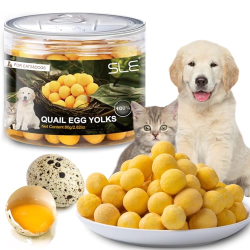 Gefriergetrocknete Wachteleigelb Katzensnacks Cat Treats, Knuspriger Wachteleigelb Katzenleckerlis Treats Hundeleckerlis, Gesunde leckere Snacks für Katzen Hunde Training von SLE