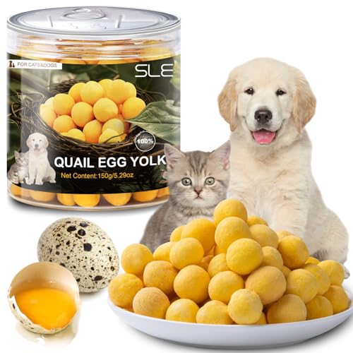 Gefriergetrocknetes Wachteleigelb für Katzen und Hundetraining 150g, Gesundes, Schmackhaftes Gefriergetrocknetes, Pet Treats Snacks for Dogs Cats (M, Wachtel) von SLE