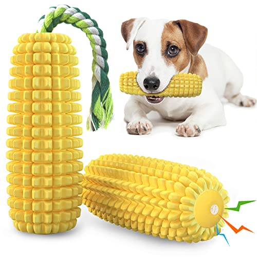 Hundespielzeug Mais,unzerstörbares Kauspielzeug für Welpen,quietschendes Spielzeug,strapazierfähiges Hundespielzeug für aggressives Kauspielzeug für kleine/ mittlere Hunde,Hundezahnbürstenspielzeug von SLE