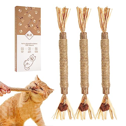 Katzenminze Spielzeug, katzenminze Sticks für Katzen, matatabi Stick Katzen Sticks, kauholz Katze Catnip Sticks, Katzenminze Zähne Reinigung Dental Katzenspielzeug (3pcs) von SLE