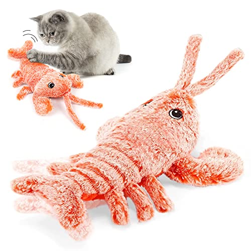 SLE Interaktiver Beweglicher Hummer für Katzen - Bewegungsaktiviertes Spielzeug mit Catnip, USB Aufladbar, Waschbar, Touch-Aktiviert - Plüsch Katzenübung von SLE