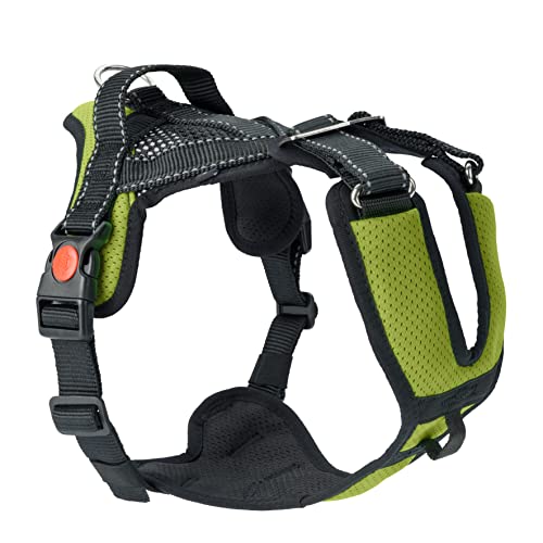 SLEDWORK® Hundegeschirr Brustgeschirr Mountain Pro Harness robust verstellbar atmungsaktiv schnell trocknend reflektierend sportiv für mittlgroße und große Hunde (Lime, XL) von SLEDWORK