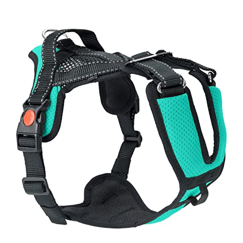 SLEDWORK® Hundegeschirr Brustgeschirr Mountain Pro Harness robust verstellbar atmungsaktiv schnell trocknend reflektierend sportiv für mittlgroße und große Hunde (eisblau, XL) von SLEDWORK