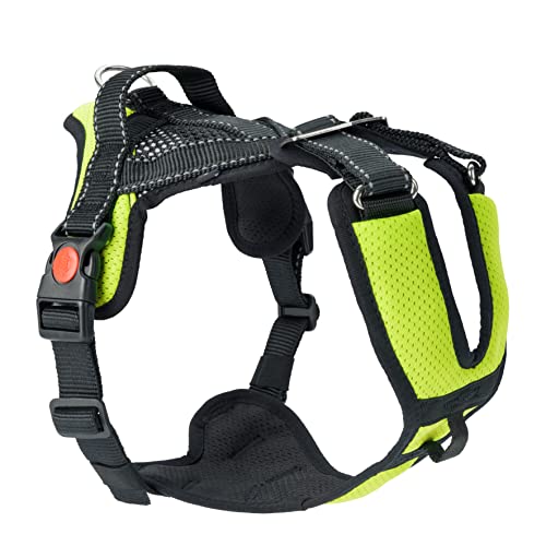 SLEDWORK® Hundegeschirr Brustgeschirr Mountain Pro Harness robust verstellbar atmungsaktiv schnell trocknend reflektierend sportiv für mittlgroße und große Hunde (neon-gelb, XS) von SLEDWORK