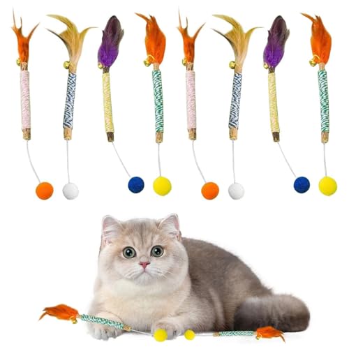 SLEEKEE 8 Stück Bunte Seilfeder-Beißstäbchen, Katzenspielzeug, Heimtierbedarf, Katzen-Kauspielzeug, Kreatives Haustierspielzeug SLEEKEE 8 Stück Bunte Seilfeder-Beißstäbchen, Katzenspielzeug, Heimtierbedarf, Katzen-Kauspielzeug, Kreatives Haustierspielzeug von SLEEKEE