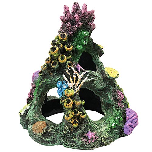 SLOCME Aquarium Korallenriff Dekorationen – Aquarium Korallenfelsen Gebirgshöhlen Ornament, für Betta-Fische, schlafen, ausruhen, Spielen und züchten von SLOCME