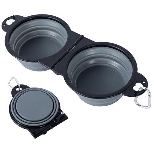 Hund Faltbare Schüssel,2 in 1 Reise Schüssel für Haustier mit Verschlussclips Hund/Katze falbarer Wasser und fressnapf EIN geformtes Design,faltbare180 Grad hundenapf geeignet für Reisen Wandern von SLSON