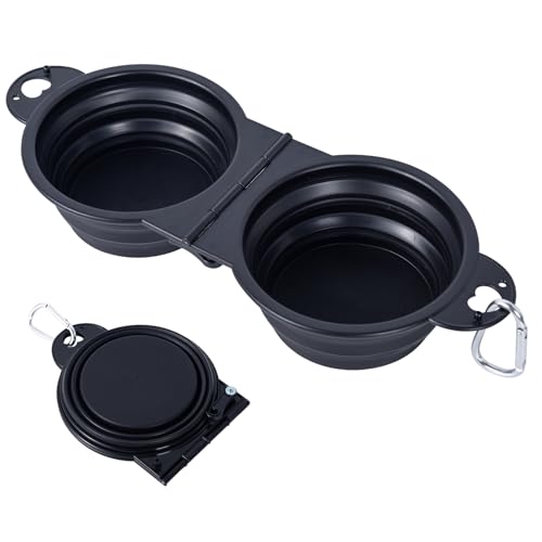 Hund Faltbare Schüssel,2 in 1 Reise Schüssel für Haustier mit Verschlussclips Hund/Katze falbarer Wasser und fressnapf EIN geformtes Design,faltbare180 Grad hundenapf geeignet für Reisen Wandern von SLSON