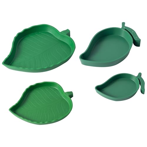 4 Stück Terrarien Näpfe Reptilien Wasser und Futterschale mit Mango Form und flügelform für Schnecken, Schildkröten, Eidechsen Reptilien Feeder Wasserschüssel Fressnäpfe von SLSON