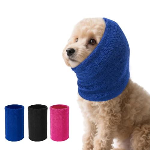 Ohrenschützer für Hunde Lärmschutz，Anti-lärm Ohrenschutz Hund, Pet Earflap Head Wrap,Haustier Schallschutzhaube，Gehörschutz für Hunde (blau, S) von SLSON