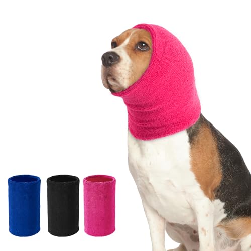 Ohrenschützer für Hunde Lärmschutz，Anti-lärm Ohrenschutz Hund, Pet Earflap Head Wrap,Haustier Schallschutzhaube (Rose Rot, M) von SLSON