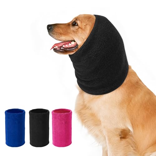 Ohrenschützer für Hunde Lärmschutz，Anti-lärm Ohrenschutz Hund, Pet Earflap Head Wrap,Haustier Schallschutzhaube (schwarz, L) von SLSON