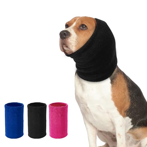 Ohrenschützer für Hunde Lärmschutz，Anti-lärm Ohrenschutz Hund, Pet Earflap Head Wrap,Haustier Schallschutzhaube (schwarz, M) von SLSON