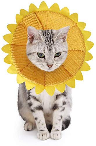 SLson Halsbänder für Hunde und Katzen, verstellbar, mit niedlichem Sonnenblumen-Motiv, Gelb (S) von SLSON