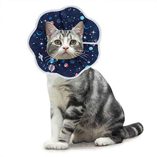 SLSON Halskrausen für Katze und Hündchen,Verstellbarer Kragen Soft Cone Recovery Schutz für Haustier Nach Operation und Verletzungen,Blau (M) von SLSON