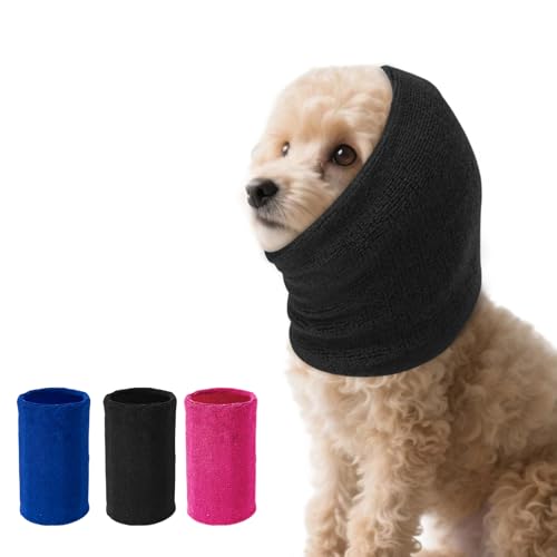 SLSON Hunde-Gehörschutz, doppellagig, verdickte Ohrwickel für Hunde, ruhige Kopfbedeckung, Hunde-Kapuzenpullover zur Angstlinderung, Fellpflege und Trocknung, warmer Winter (Schwarz, Größe S) von SLSON