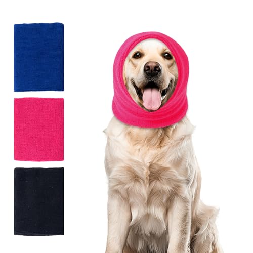SLSON Hunde-Ohrenschützer, doppellagig, verdickte Ohrwickel für Hunde, ruhige Kopfbedeckung, Hunde-Kapuzenpullover für Angstlinderung, Hundepflege und Krafttrocknung, warmer Winter (Rosa, groß) von SLSON