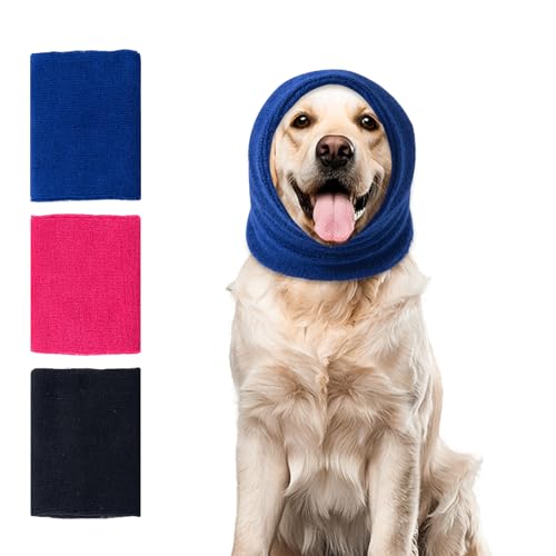 SLSON Hunde-Ohrenschützer, doppellagig, verdickte Ohrwickel für Hunde, ruhige Kopfbedeckung, Hunde-Kapuzenpullover für Angstlinderung, Hundepflege und Krafttrocknung, warmer Winter (blau, groß) von SLSON