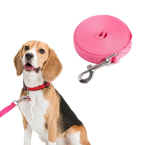 SLSON Lange Hundetrainingsleine, 4,5 m/6 m lange Leine für Hunde, Rückruf, Gehorsamkeit, lange Leine, Haustierleine für große, mittelgroße und kleine Hunde (Rosa, 4,5 m) von SLSON