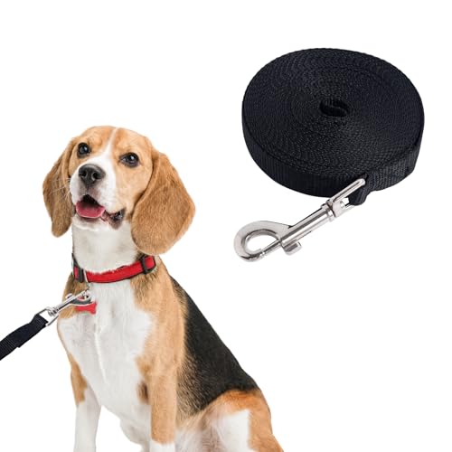SLSON Lange Hundetrainingsleine, 4,5 m/6 m lange Leine für Hunde, Rückruf, Gehorsamkeit, lange Leine, Haustierleine für große, mittelgroße und kleine Hunde (Schwarz, 4,5 m) von SLSON