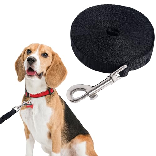 SLSON Lange Hundetrainingsleine, 4,5 m/6 m lange Leine für Hunde, Rückruf, Gehorsamkeit, lange Leine, Haustierleine für große, mittelgroße und kleine Hunde (Schwarz, 6 m) von SLSON