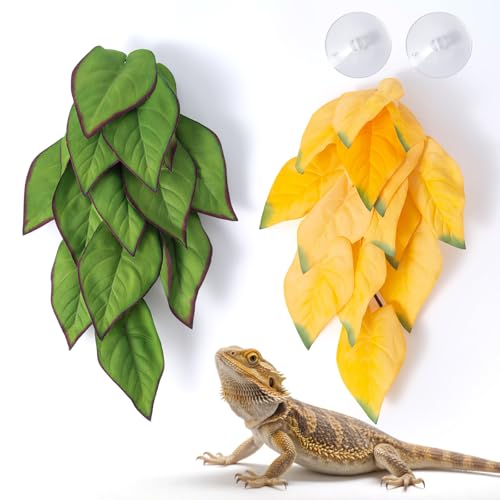 SLSON Reptilien-Hängepflanzen mit Saugnapf für Terrarium, Kunststoff-Zubehör, künstliche Hängepflanzen für Bartagamen, Eidechsen, Geckos, Chamäleon-Lebensraum, Dekoration, Grün, Gelb, 2 Stück SLSON Reptilien-Hängepflanzen mit Saugnapf für Terrarium, Kunststoff-Zubehör, künstliche Hängepflanzen für Bartagamen, Eidechsen, Geckos, Chamäleon-Lebensraum, Dekoration, Grün, Gelb, 2 Stück von SLSON