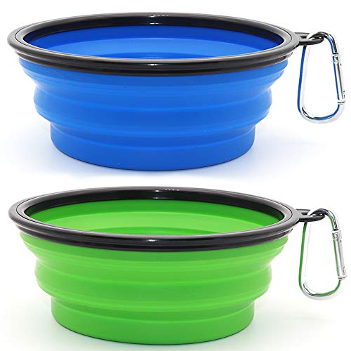 SLson 2-teiliges Hundenapf faltbar Silikon Schüssel für Hunde und Katzen, Reiseschüssel für Hunde und Katzen, faltbar, aus Silikon, groß, 1000 ml, blau und grün SLson 2-teiliges Hundenapf faltbar Silikon Schüssel für Hunde und Katzen, Reiseschüssel für Hunde und Katzen, faltbar, aus Silikon, groß, 1000 ml, blau und grün von SLSON