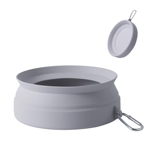 Wassernapf für Hunde aus Silikon, faltbar, für Auto, Camping, Fahrzeugmontage, 3 Modi, Weiß (Grau) von SLSON