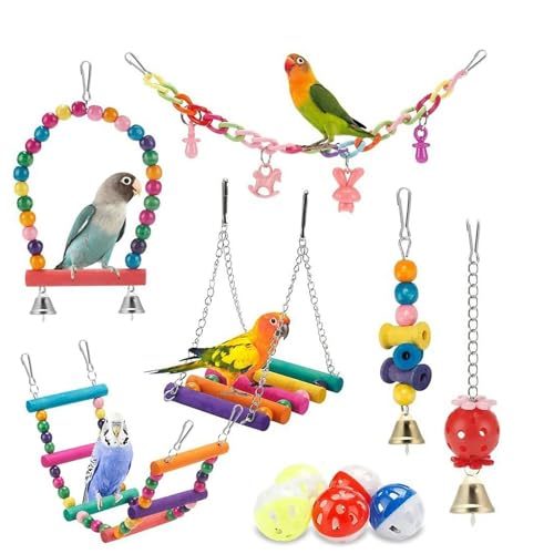 Vogelkäfig Spielzeug für Papageien Holz Vögel Schaukel Zuverlässige Kaubare Biss Brücke Holzperlen Form Papagei Spielzeug Vogel Spielzeug, 11 Stück Vogelkäfig Spielzeug für Papageien Holz Vögel Schaukel Zuverlässige Kaubare Biss Brücke Holzperlen Form Papagei Spielzeug Vogel Spielzeug, 11 Stück von SLTEC