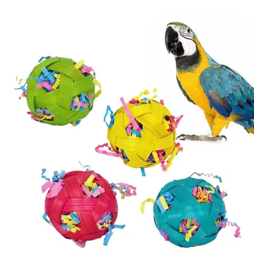 Vogelspielzeug mit Papier gefüllte Futterbälle, Papageien-Shredder, Spielzeug für Finken, Papageien, Nymphensittiche, Lovebird, 3 Stück Vogelspielzeug mit Papier gefüllte Futterbälle, Papageien-Shredder, Spielzeug für Finken, Papageien, Nymphensittiche, Lovebird, 3 Stück von SLTEC