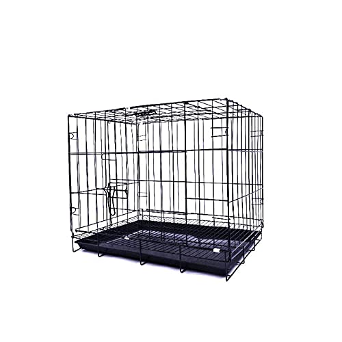 Hundekiste Zusammenklappbar Hundehütte Moderner Leicht Zusammenzubauen Metalldraht Hundeträger Für Innen Haustiere Hundekäfigkiste Mit Abnehmbar Plastik Tablett Fußpolster Futtern-Schwarz 35x26x33cm von SLTO