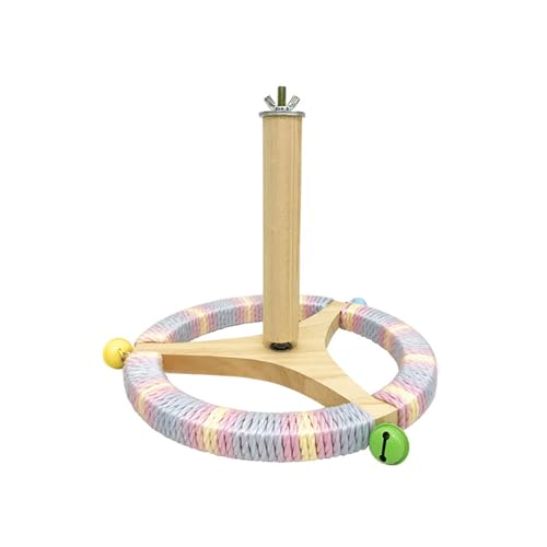 Drehbare Vogel-Sitzstange aus Holz, Spielzeug für Papageien, Wellensittiche, Nymphensittiche, mit rutschfestem Laufrad und bunten Glocken-Dekorationen Drehbare Vogel-Sitzstange aus Holz, Spielzeug für Papageien, Wellensittiche, Nymphensittiche, mit rutschfestem Laufrad und bunten Glocken-Dekorationen von SLXLYH