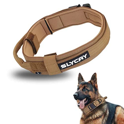 Taktisches Hundehalsband, verstellbar, strapazierfähig, Nylon, weich gepolstert, militärisches dickes Hundehalsband für mittelgroße und große Hunde von SLYCAY