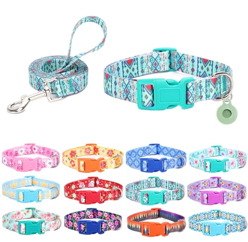 SLZZ Hundehalsband mit Leine Airtag Halter Etui Garnitur - Hundehalsbänder für männlich weiblich Junge Mädchen Welpe X-klein klein mittel groß Hunde Gehen Laufen Training - Maya -S SLZZ Hundehalsband mit Leine Airtag Halter Etui Garnitur - Hundehalsbänder für männlich weiblich Junge Mädchen Welpe X-klein klein mittel groß Hunde Gehen Laufen Training - Maya -S von SLZZ