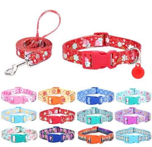SLZZ Hundehalsband mit Leine Airtag Halter Etui Garnitur - Hundehalsbänder für männlich weiblich Junge Mädchen Welpe X-klein klein mittel groß Hunde Gehen Laufen Training - Rotes Gänseblümchen - M SLZZ Hundehalsband mit Leine Airtag Halter Etui Garnitur - Hundehalsbänder für männlich weiblich Junge Mädchen Welpe X-klein klein mittel groß Hunde Gehen Laufen Training - Rotes Gänseblümchen - M von SLZZ