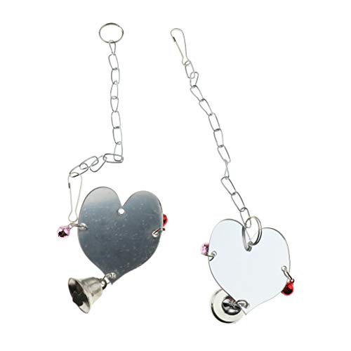 SM SunniMix 2pcs Vogelspielzeug Spiegel mit Glöckchen für Papageien Wellensittiche Nymphensittiche Sittiche von SM SunniMix