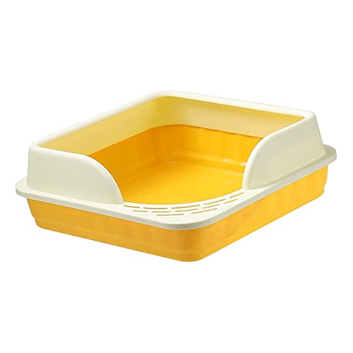 SM SunniMix Offene Katzentoilette Töpfchen Toilette Anti Spritzer Sieb Katzentoilette Container Katzentoilette Spritzwassergeschützte Haustier Katzentoilette für, Gelb von SM SunniMix