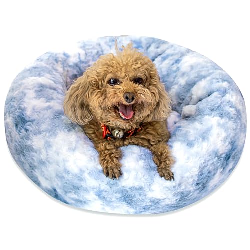 SM4BED Beruhigendes Hundebett für kleine, mittelgroße Hunde und Katzen, 58 cm, rund, Anti-Angst, warm, flauschig, Plüsch-Kunstfell-Bett, weich, rutschfest, Donut-waschbar, passend für Haustiere bis zu SM4BED Beruhigendes Hundebett für kleine, mittelgroße Hunde und Katzen, 58 cm, rund, Anti-Angst, warm, flauschig, Plüsch-Kunstfell-Bett, weich, rutschfest, Donut-waschbar, passend für Haustiere bis zu von SM4BED