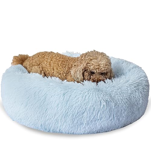 SM4BED Beruhigendes Hundebett für kleine, mittelgroße Hunde und Katzen, 58 cm, rund, Anti-Angst, warm, flauschig, Plüsch-Kunstfell-Bett, weich, rutschfest, Donut-waschbar, passend für Haustiere bis zu SM4BED Beruhigendes Hundebett für kleine, mittelgroße Hunde und Katzen, 58 cm, rund, Anti-Angst, warm, flauschig, Plüsch-Kunstfell-Bett, weich, rutschfest, Donut-waschbar, passend für Haustiere bis zu von SM4BED