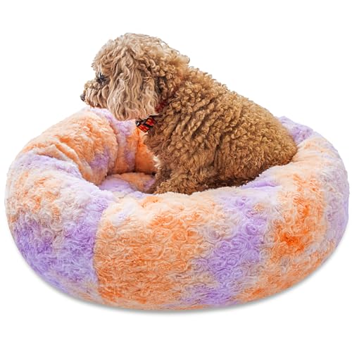 SM4BED Beruhigendes Hundebett für kleine, mittelgroße Hunde und Katzen, 58 cm, rund, Anti-Angst, warm, flauschig, Plüsch-Kunstfell-Bett, weich, rutschfest, Donut-waschbar, passend für Haustiere bis zu SM4BED Beruhigendes Hundebett für kleine, mittelgroße Hunde und Katzen, 58 cm, rund, Anti-Angst, warm, flauschig, Plüsch-Kunstfell-Bett, weich, rutschfest, Donut-waschbar, passend für Haustiere bis zu von SM4BED