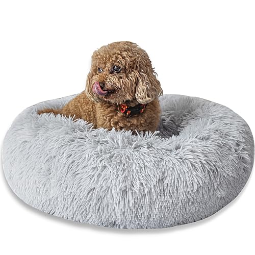SM4BED Beruhigendes Hundebett für kleine, mittelgroße Hunde und Katzen, 58 cm, rund, Anti-Angst, warm, flauschig, Plüsch-Kunstfell-Bett, weich, rutschfest, Donut-waschbar, passend für Haustiere bis zu SM4BED Beruhigendes Hundebett für kleine, mittelgroße Hunde und Katzen, 58 cm, rund, Anti-Angst, warm, flauschig, Plüsch-Kunstfell-Bett, weich, rutschfest, Donut-waschbar, passend für Haustiere bis zu von SM4BED