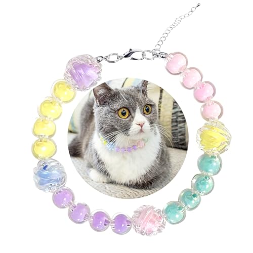 SM4BED Halsband für Hunde und Katzen, Perlenkette, bunte Perlen und bezaubernder Süßigkeitenball, verstellbarer kleiner Haustierschmuck für Chihuahua, Yorkie, Größe S 21,6 cm SM4BED Halsband für Hunde und Katzen, Perlenkette, bunte Perlen und bezaubernder Süßigkeitenball, verstellbarer kleiner Haustierschmuck für Chihuahua, Yorkie, Größe S 21,6 cm von SM4BED
