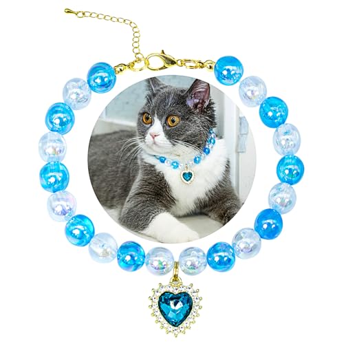 SM4BED Halsband für Hunde und Katzen, blaue Blumenperlen mit glänzenden Strass-Diamanten, verstellbarer Schmuck für kleine Haustiere, für Chihuahua, Yorkie, Größe S 21,6 cm SM4BED Halsband für Hunde und Katzen, blaue Blumenperlen mit glänzenden Strass-Diamanten, verstellbarer Schmuck für kleine Haustiere, für Chihuahua, Yorkie, Größe S 21,6 cm von SM4BED