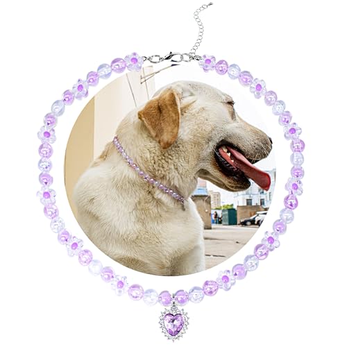 SM4BED Hundehalsband, Perlenkette, violette Blumenperlen mit glänzenden Strass-Diamanten, verstellbarer Haustierschmuck für große Hunde, XXL, 50,5 cm SM4BED Hundehalsband, Perlenkette, violette Blumenperlen mit glänzenden Strass-Diamanten, verstellbarer Haustierschmuck für große Hunde, XXL, 50,5 cm von SM4BED