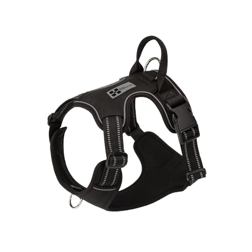 SMALL COMBINATION Hundegeschirr, kein Ziehen, mit 2 Clips, Training, Anti-Ziehen, verstellbar, Nachtreflexion, sicheres Gehen, für kleine und mittelgroße Rassen, Schwarz, Größe M (M) von SMALL COMBINATION