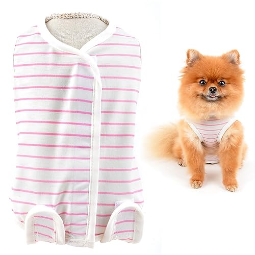 SMALLLEE_LUCKY_STORE Gestreifter Genesungsanzug für kleine Hunde, Chirurgie, Erholungsanzug, Anti-Lecken nach Operationen, Einteiler für kastriere/neutrale Bauchwunden, Welpen, Pyjamaanzug, Body, SMALLLEE_LUCKY_STORE Gestreifter Genesungsanzug für kleine Hunde, Chirurgie, Erholungsanzug, Anti-Lecken nach Operationen, Einteiler für kastriere/neutrale Bauchwunden, Welpen, Pyjamaanzug, Body, von smalllee_lucky_store