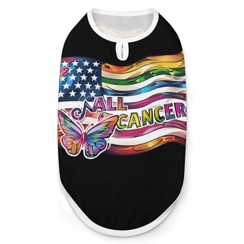 All Cancer Awareness Butterfly Print Hunde-Shirts, Haustierkleidung, ärmelloses Tanktop für kleine Welpen und Katzen von SMAZDFXX